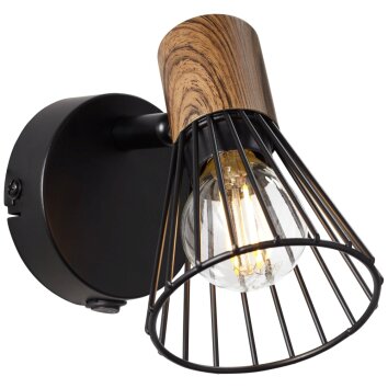 Brilliant MANAMA wall spotlight Dark wood, black, 1-light source